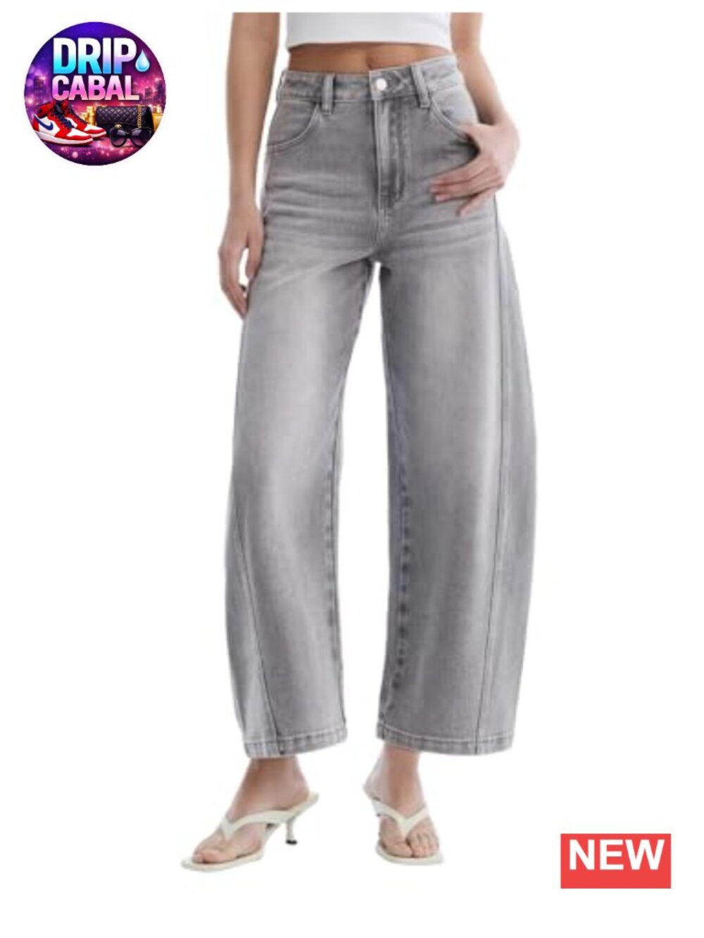 Women's High Waisted Barrel Jeans Wide Leg Stretchy Y2K Ankle Denim